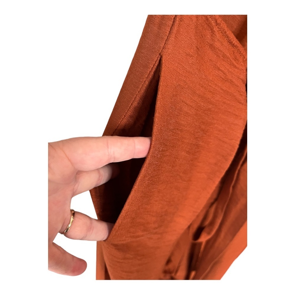 Le Lis Boutique Burnt Orange Cutout Tie Knot Wide Leg Jumpsuit Size Large - Picture 4 of 14